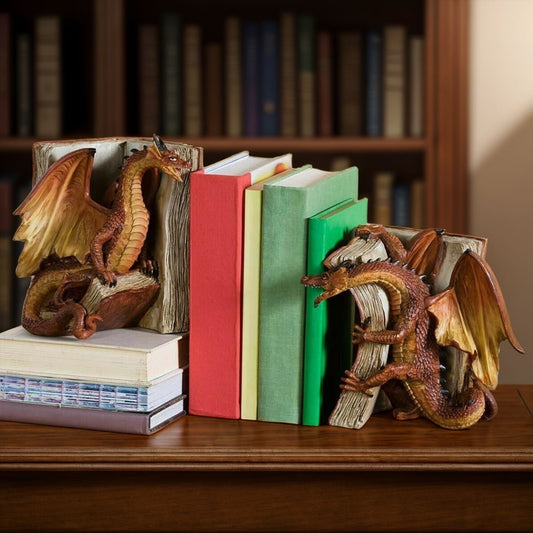 Medieval Dragon Resin Bookends Gothic Fantasy Decorative Bookshelf Home Ornament 10043844919598-1