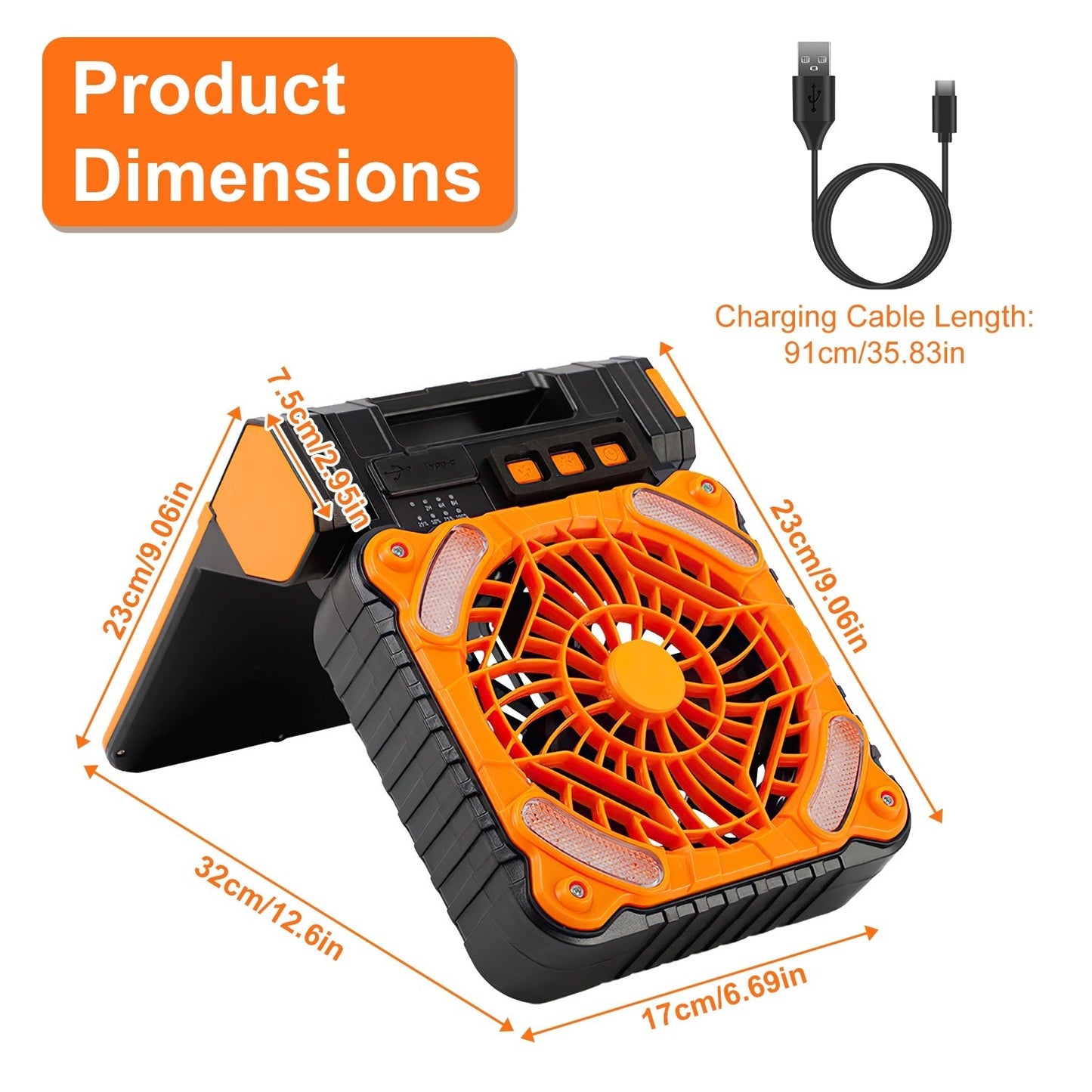 1Pc Solar Camping Fan With LED Lantern 5200mAh Rechargeable Battery Operated Portable Fan With Emergency Power Bank 4 Wind Speeds 3 Light Modes 3 Timers For Hiking Fishing Travel 9004234899676-1