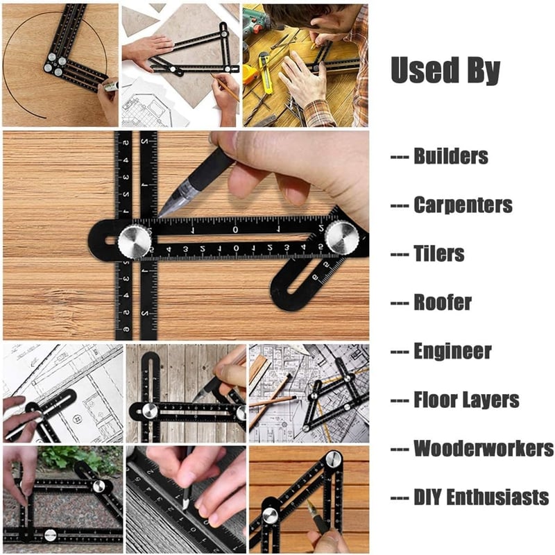 Aluminum Alloy Multi Angle Measuring Ruler Template Adjustable Tool 9824343982382-1
