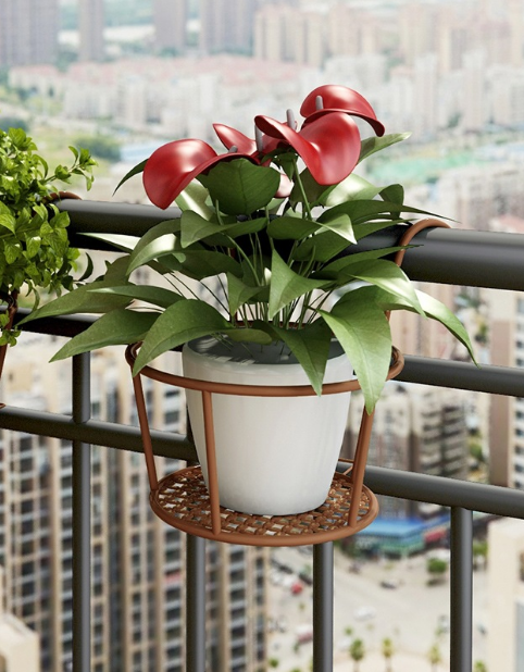 Metal Hanging Flower Pot Stand Balcony Rail Garden Plant Holder 9774297612590-1