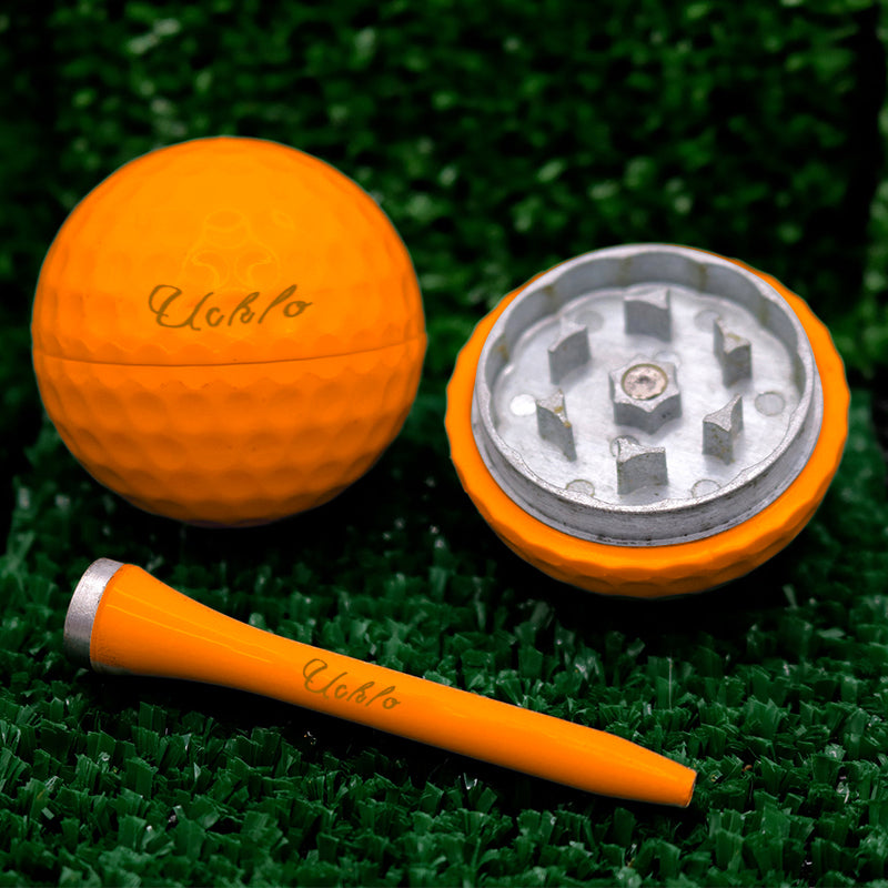 Golf Ball Herb Grinder Stash Container Tee Pipe Set 9588273021230-1