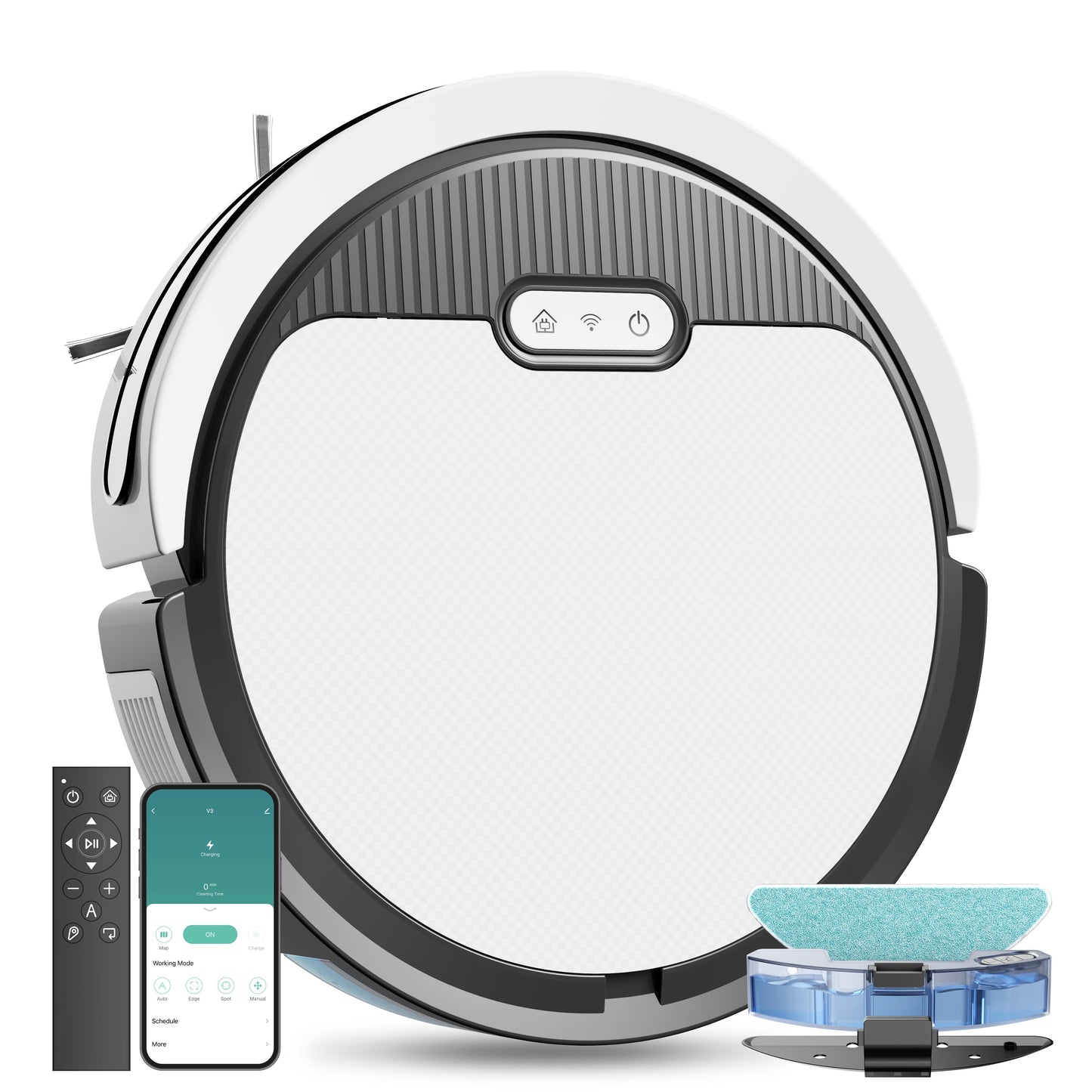 Robot Vacuum And Mop, 3 In 1 Combo Cleaner For Home With Pet Hair And Hard Floor, 5000Pa Suction, 120 Mins Run Time,Self-Charging,Super Thin Body 9013914992860-1