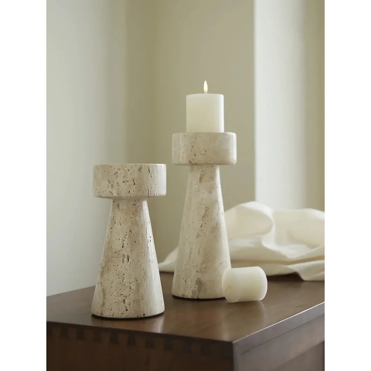 Minimalist Travertine Marble Candle Holder For Elegant Decor 14815615582534-1