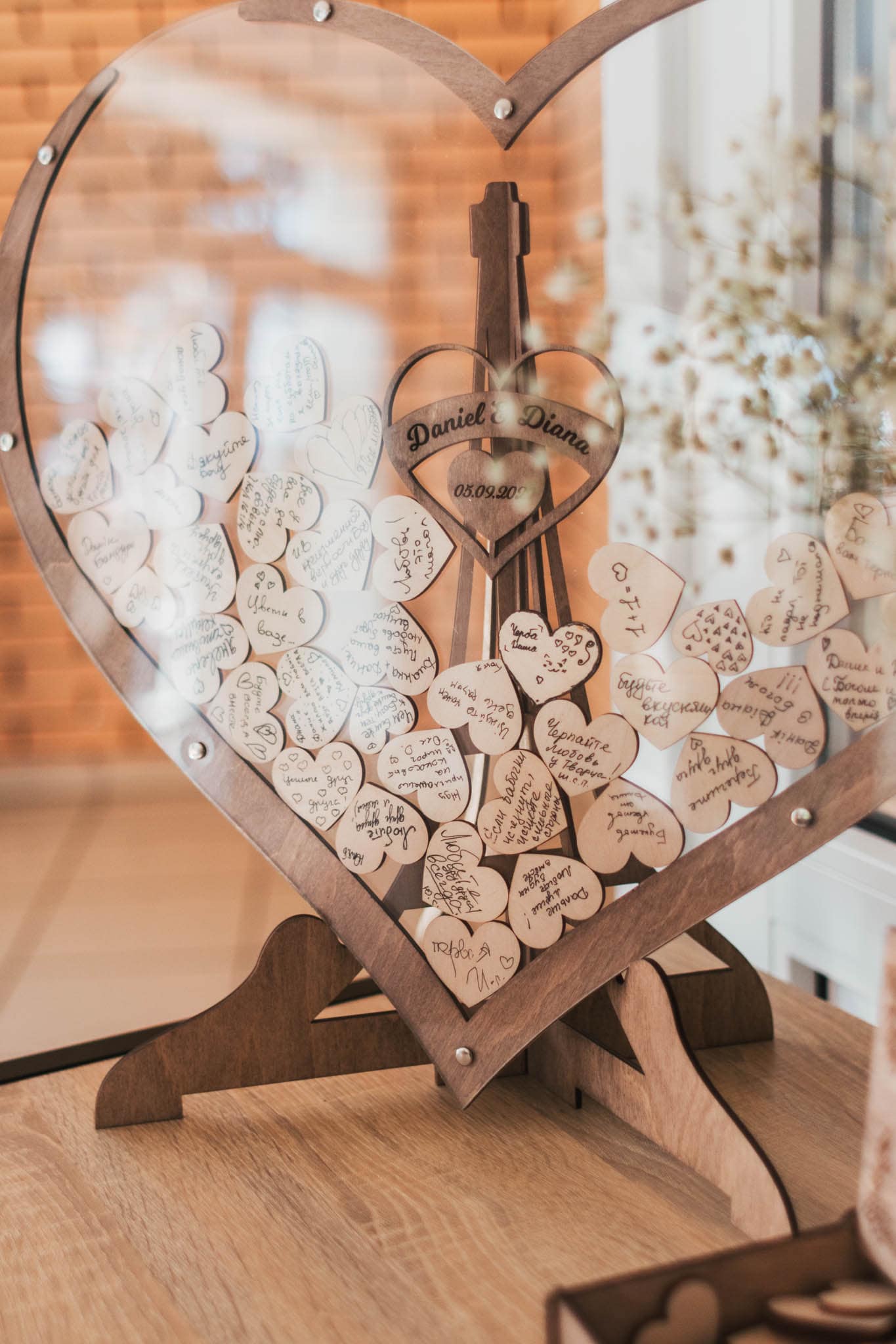 Wooden Heart Guest Book Wedding Frame Keepsake Memory Decoration 14952053539142-1