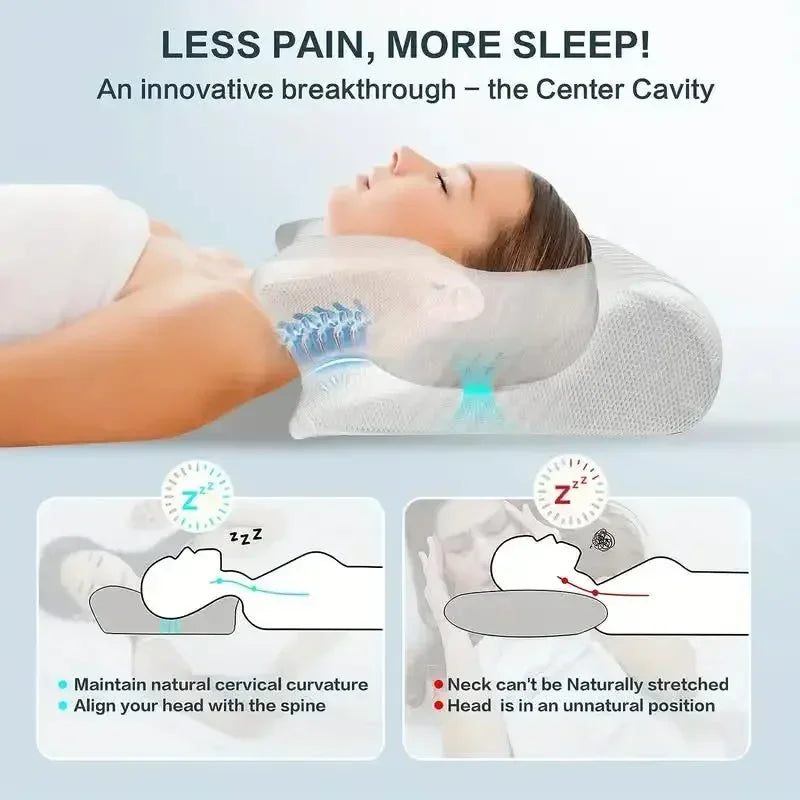 Orthopedic Memory Foam Pillow Ergonomic Neck Support Pain Relief 14902422372678-1