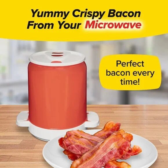 Microwave Bacon Cooker Tray Drains Grease For Crisp Quick Slices 14985419063622-1