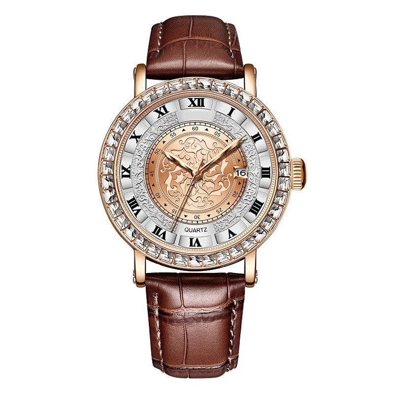 Elegant Quartz Timepiece Featuring Genuine Leather Strap Classic Design 11441399005452-1
