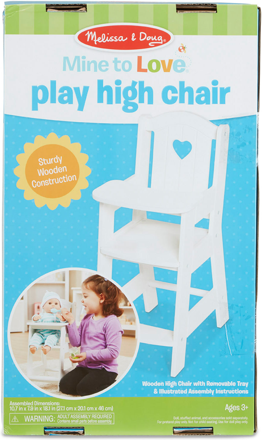 Wooden Doll High Chair Toy for Kids Pretend Feeding Play 8174570012893-1