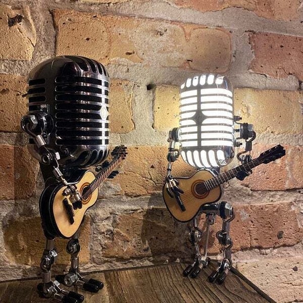 Microphone Lamp with Guitar Design for Creative Home Decor 15101085974854-1