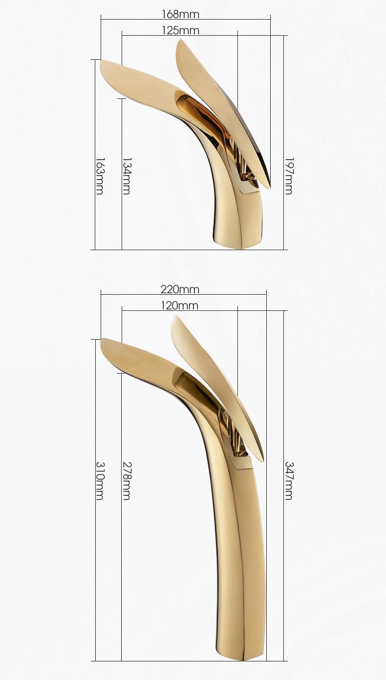 Bathroom Basin Faucet Single Hole Hot Cold Water Gold 9004862538030-1