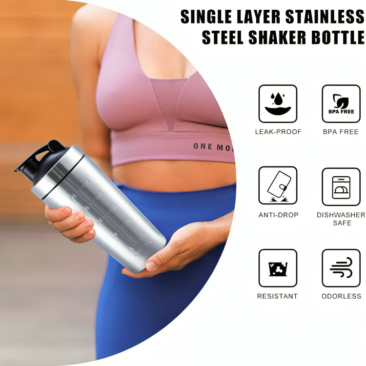 Stainless Steel Protein Shaker Bottle for Mixing Smooth Healthy Drinks 8830069768405-1