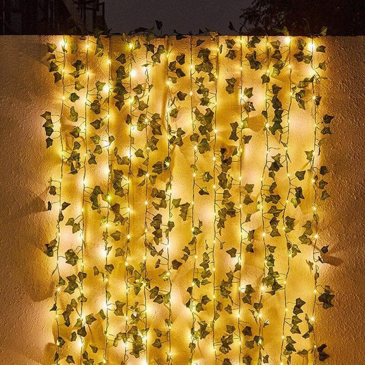 Solar Decorative Lights Outdoor Waterproof Garden Hanging Leaf Wicker Lamp 14814338253126-1