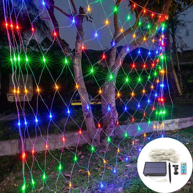 Solar Net String Lights Outdoor Waterproof Decorative Garden Patio Illumination 14814330126662-1
