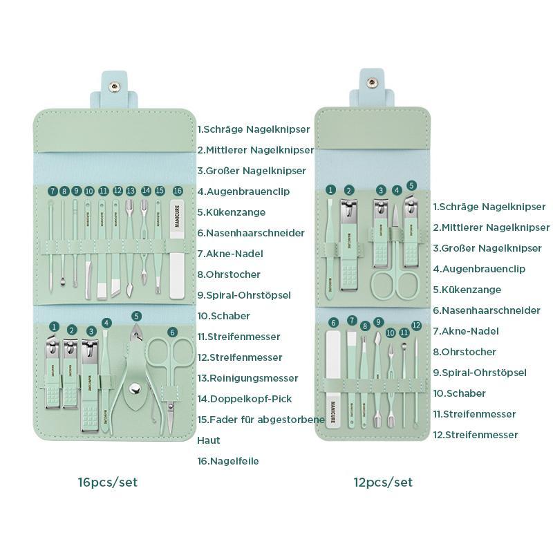 Stainless Manicure Pedicure Grooming Kit With Travel Case Multipurpose Nail Clippers 14981444075846-1