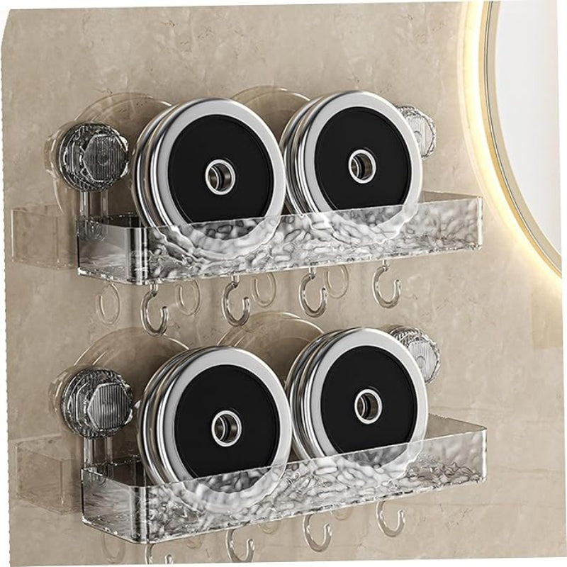Wall Mounted Removable Suction Cup Shelf With Hooks 9663775703330-1