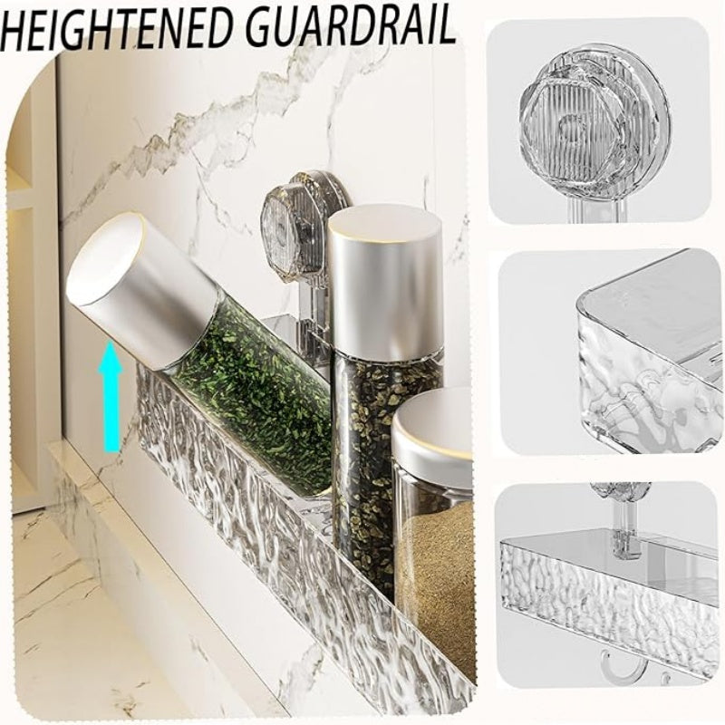 Wall Mounted Removable Suction Cup Shelf With Hooks 9663775703330-1