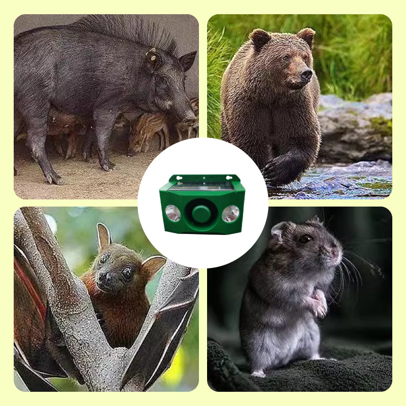 Solar Animal Repellent Device | Flashing LED & Sound Alarm | Outdoor Weather-Resistant 15152383918406-1