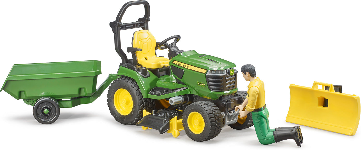 Toy Lawn Tractor with Trailer and Gardener Figure for Kids 8328578531549-1