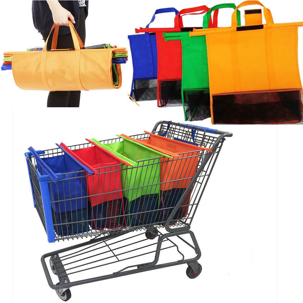 Reusable Foldable Shopping Cart Bags Set For Organized Grocery Trips 14933944205638-1