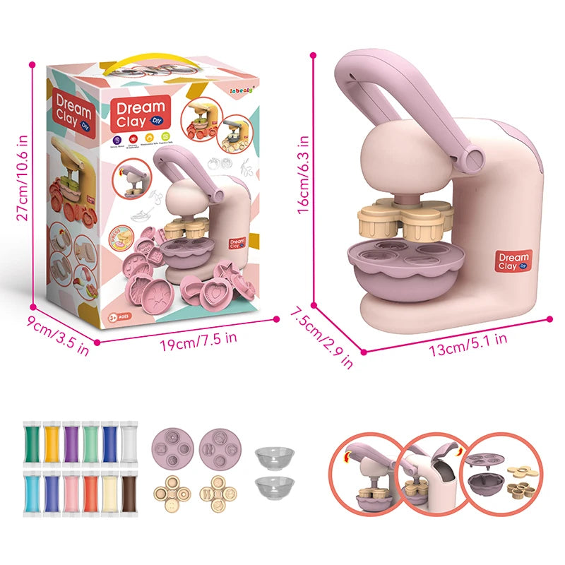 Kids Kitchen-Themed Clay Playset with 12 Colorful Doughs and Creative Molds