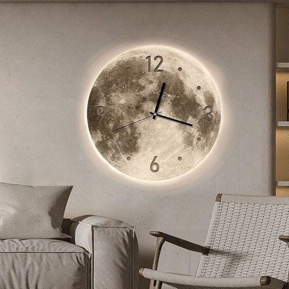 Moon Glow Wall Clock With Led Light Silent Timekeeping Decor 14980371349830-1