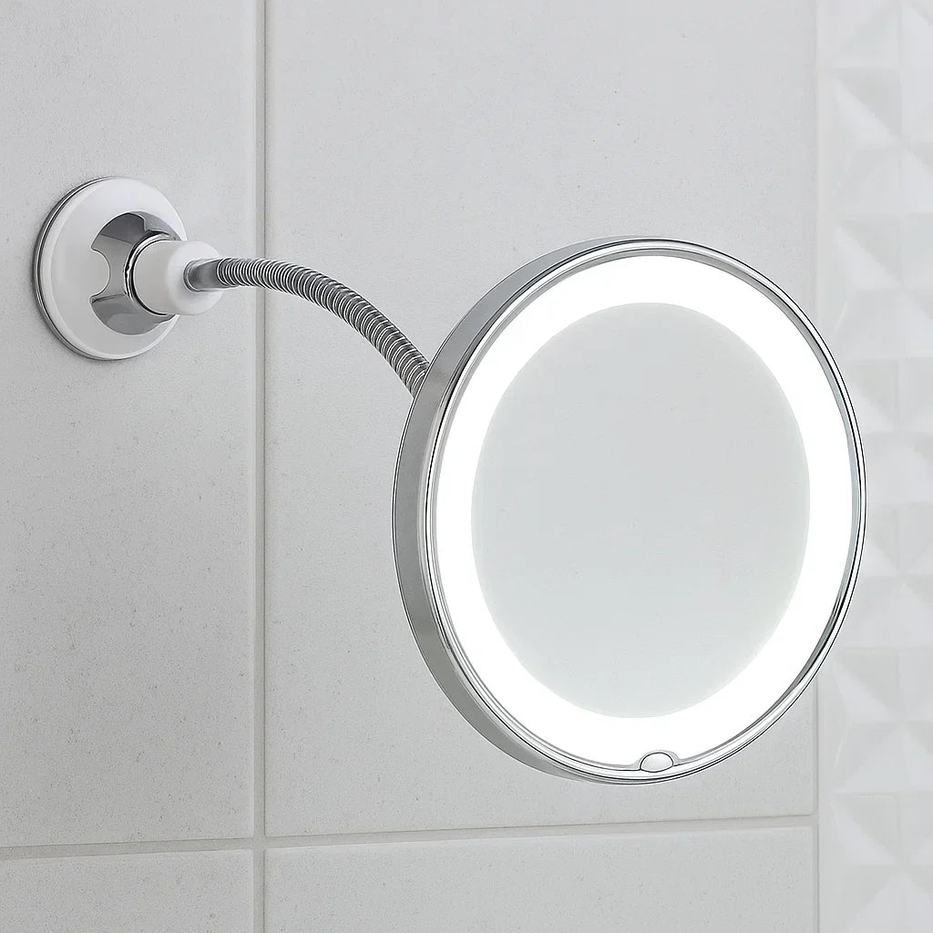 Makeup Mirror With Flexible Arm & Magnifier | Wall Mounted Led Light 10145067499859-1