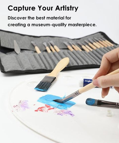 Professional Art Brush With Natural Wood Handles Set Of 24 9080597971246-1