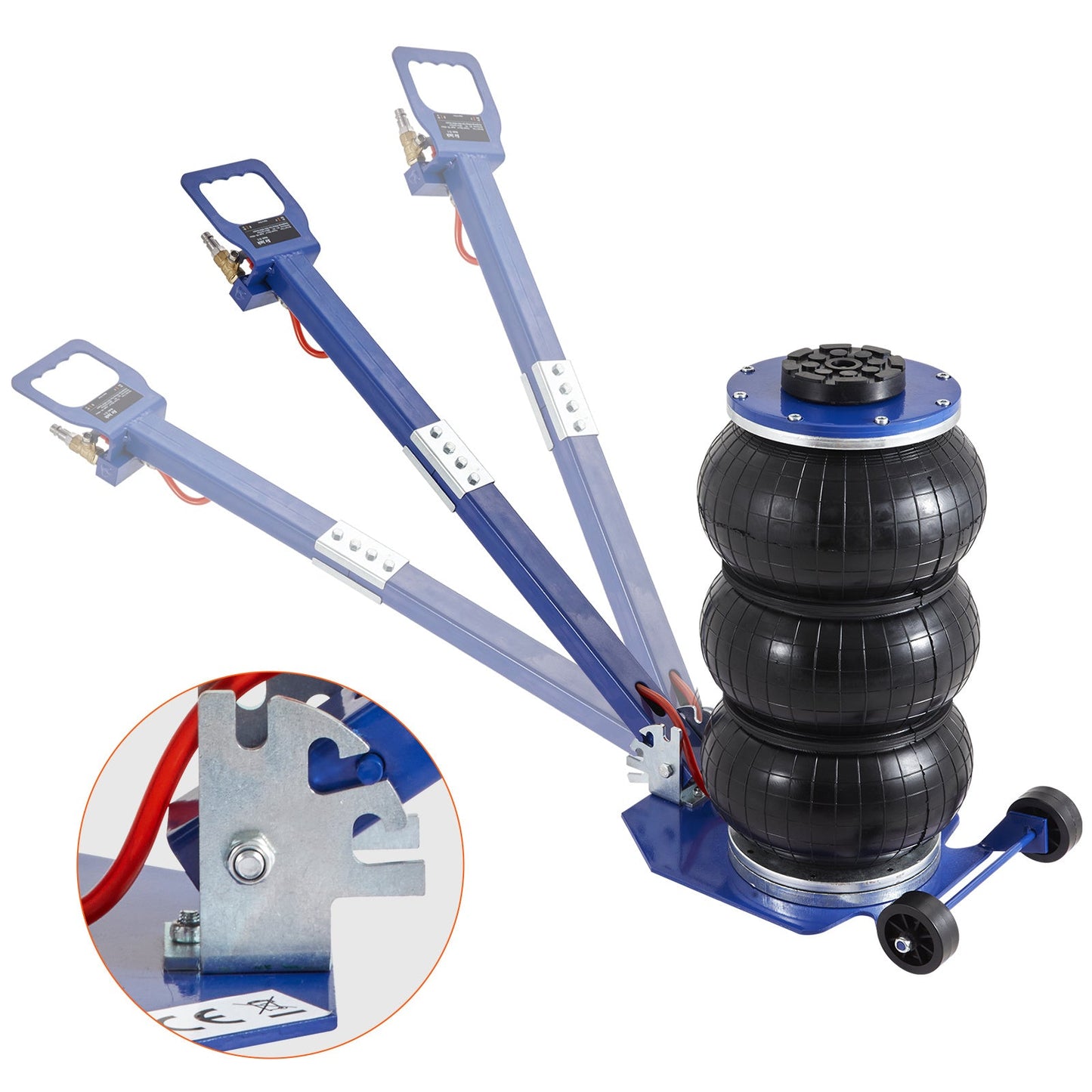 Air Jack, 3 Ton 6600 Lbs Triple Bag Air Jack, Airbag Jack With Six Steel Pipes, Lift Up, 3-5 S Fast Lifting Pneumatic Jack, With Adjustable Long Handles For Cars, Garages, Repair Blue 8922093060316-1
