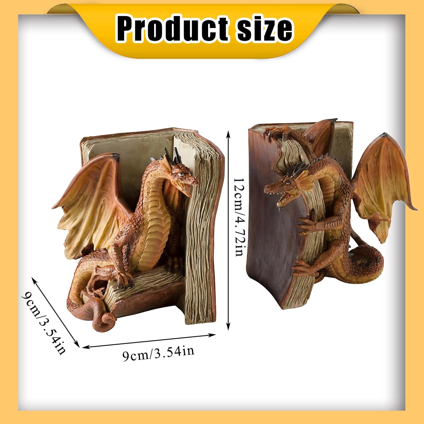 Medieval Dragon Resin Bookends Gothic Fantasy Decorative Bookshelf Home Ornament 10043844919598-1