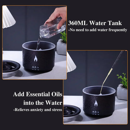 Ultrasonic Volcano Effect Humidifier Aromatherapy Diffuser With Adjustable Mist Timer 9450929946926-1