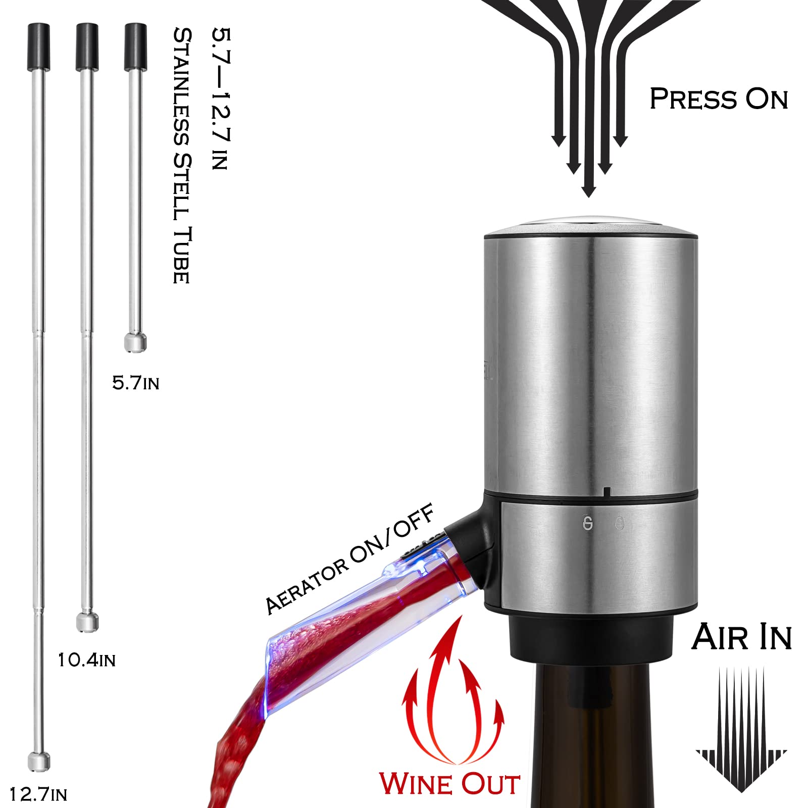 Automatic Electric Wine Aerator Dispenser For Smooth Flavorful Pouring 9652159611161-1