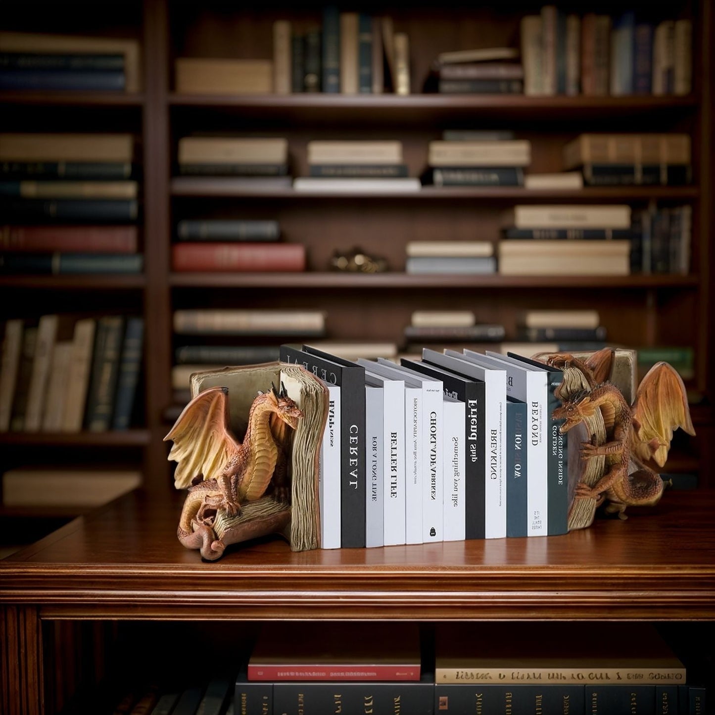 Medieval Dragon Resin Bookends Gothic Fantasy Decorative Bookshelf Home Ornament 10043844919598-1