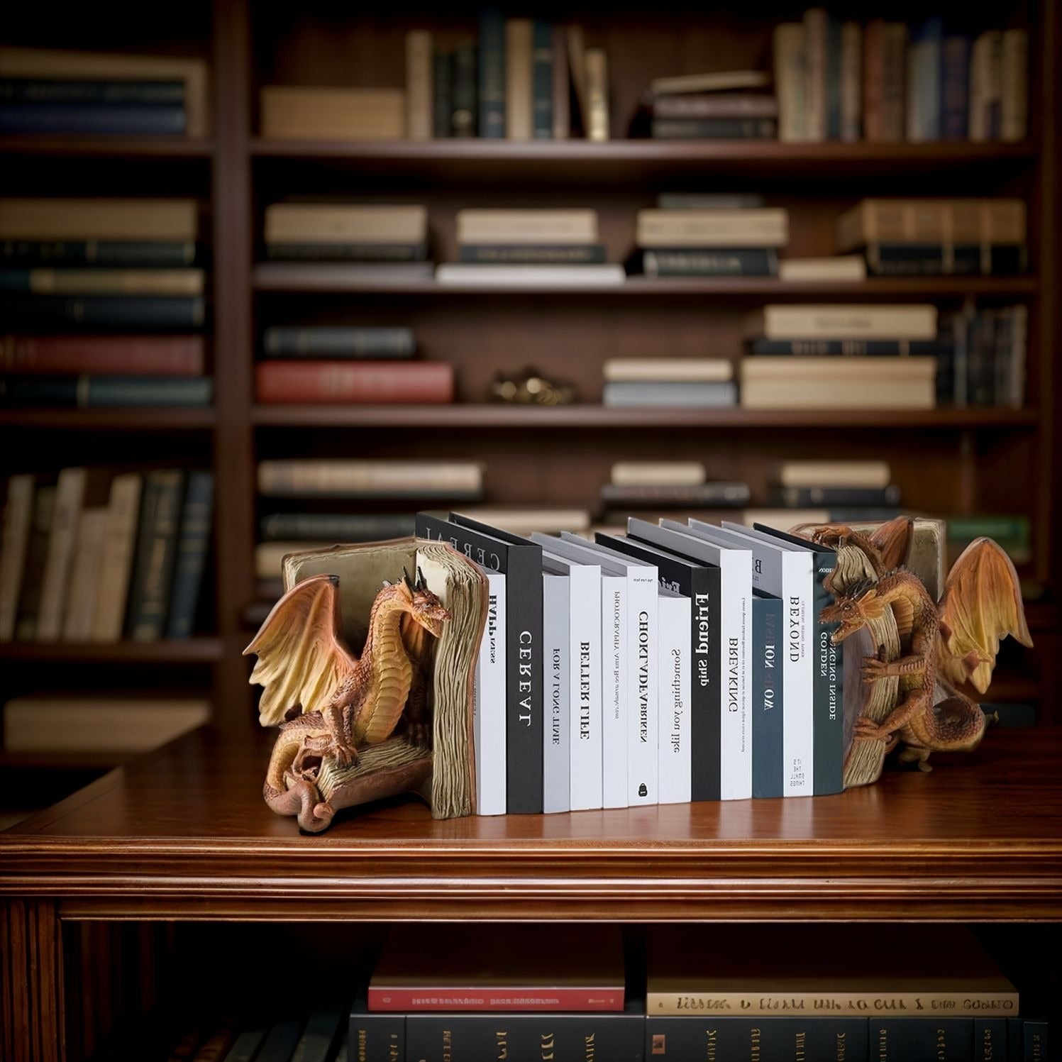 Medieval Dragon Resin Bookends Gothic Fantasy Decorative Bookshelf Home Ornament 10043844919598-1