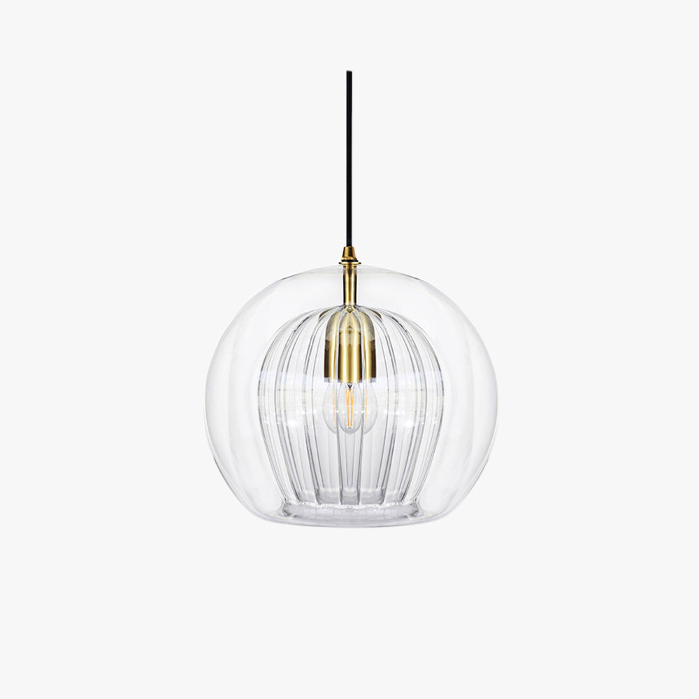 Globe Design Glass Pendant Light – Clear and Amber 10179743744339-1