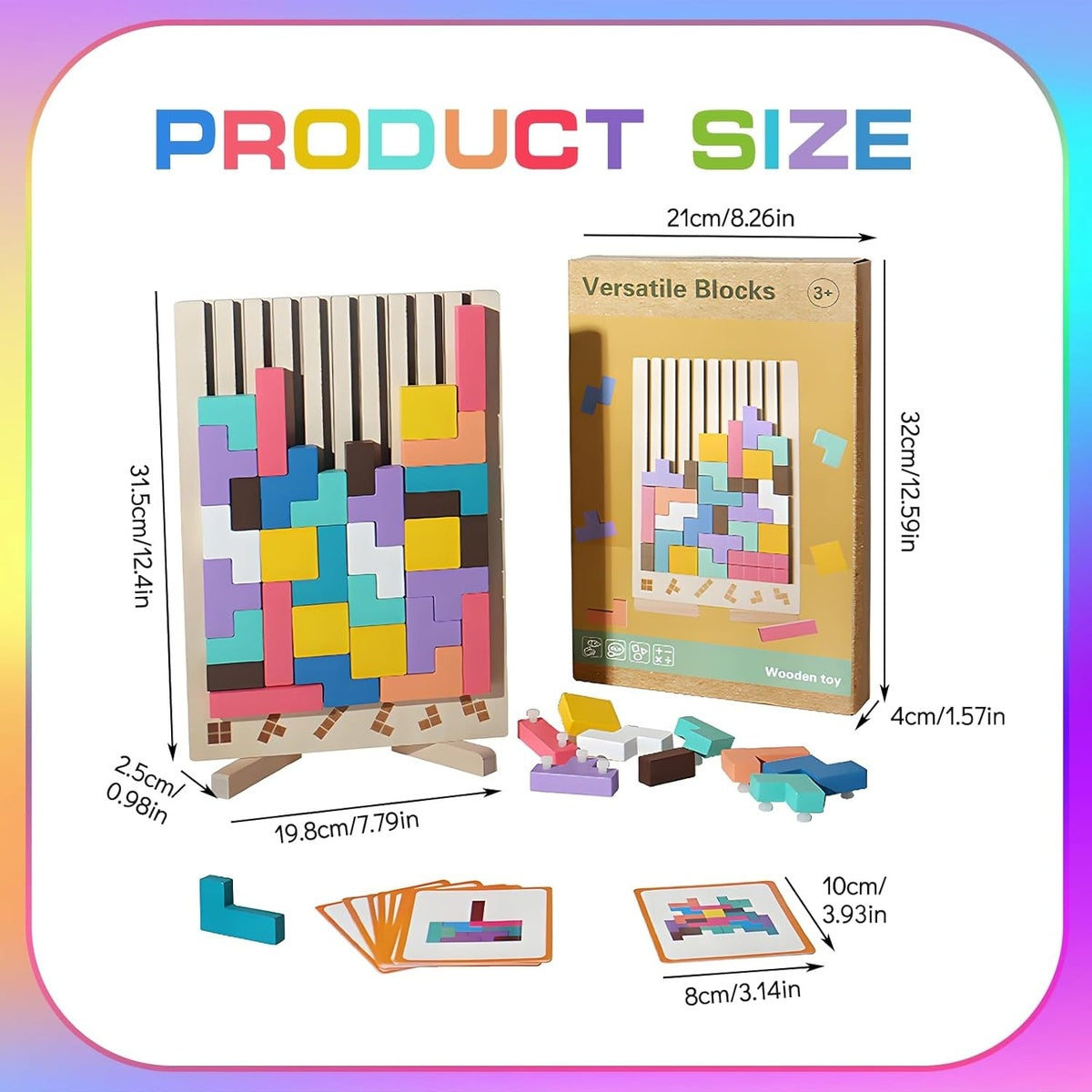 Wooden Tetris Puzzle Toy for Creative Thinking and Shape Recognition