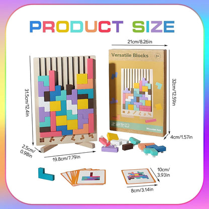 Wooden Tetris Puzzle Toy for Creative Thinking and Shape Recognition