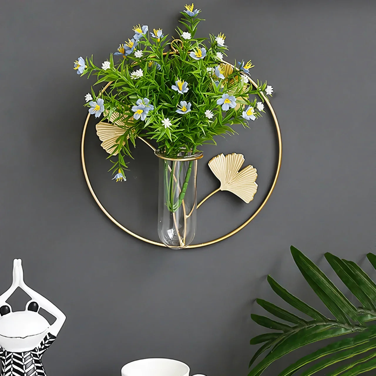 Elegant Gold Iron Wall-Mounted Hydroponic Flower Pot 14815630524742-1