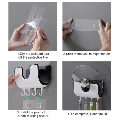 Wall Mounted Punch Pot Lid Rack For Kitchen Storage Organization 6851476914276-1