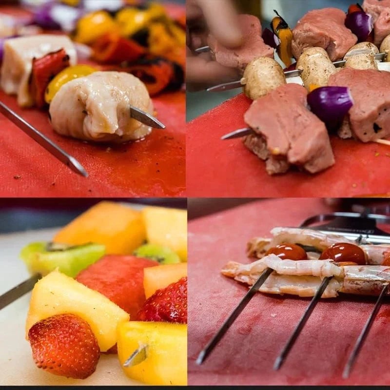 Stainless Steel Triple Skewer Set For Perfect Grilling Barbecue Cooking 14975529288006-1