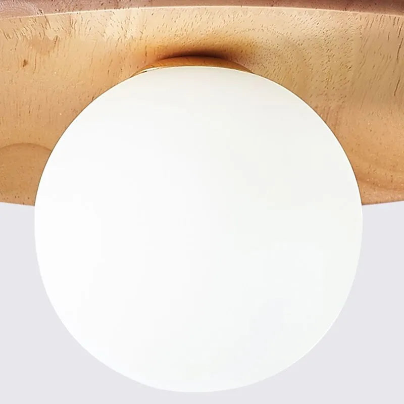 Indoor Flush Mount Ceiling Light – Walnut Wood and Glass Design 10219459084627-1