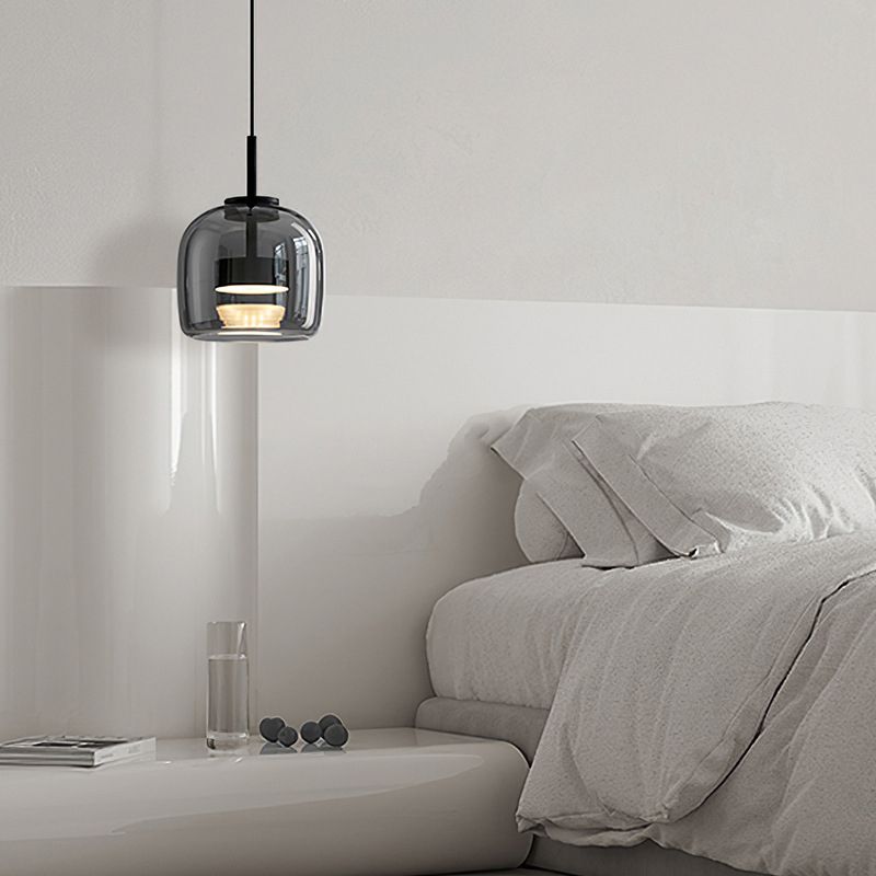Modern Glass and Metal Pendant Light – Adjustable Chain Ceiling Fixture 10207256084819-1