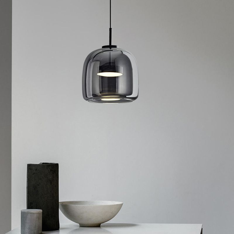 Modern Glass and Metal Pendant Light – Adjustable Chain Ceiling Fixture 10207256084819-1