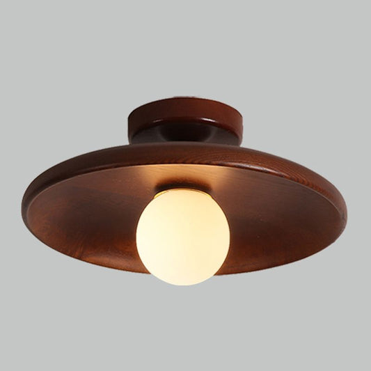 Indoor Flush Mount Ceiling Light – Walnut Wood and Glass Design 10219459084627-1