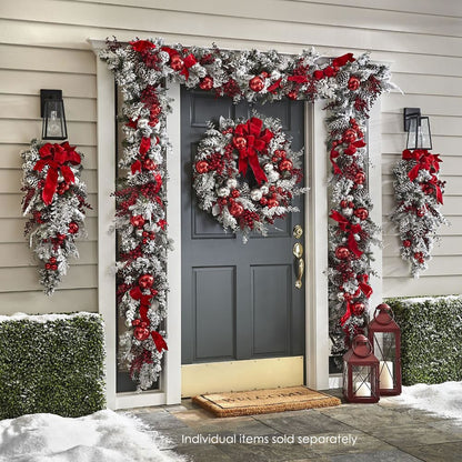 The Cordless Prelit Red And White Holiday Trim 8959284183321-1