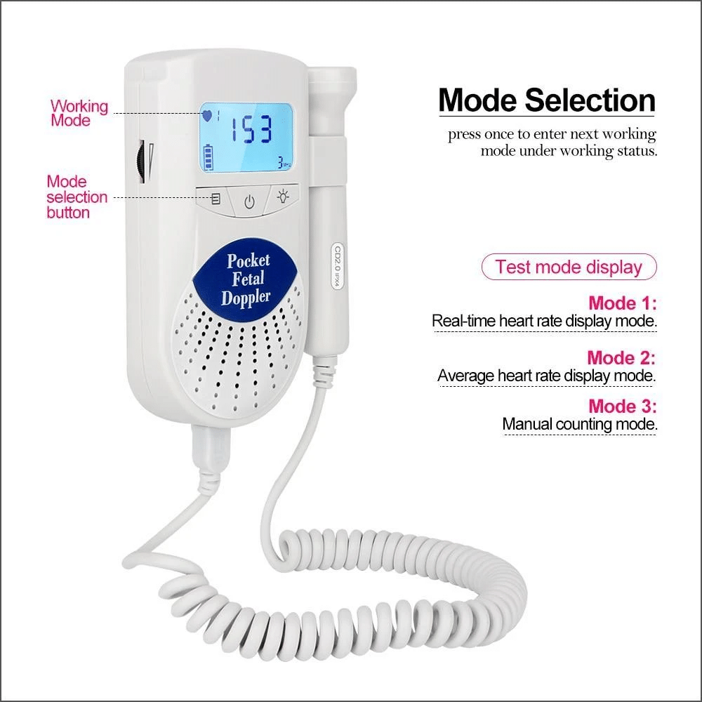 Portable Baby Heartbeat Monitor - Pocket Fetal Doppler