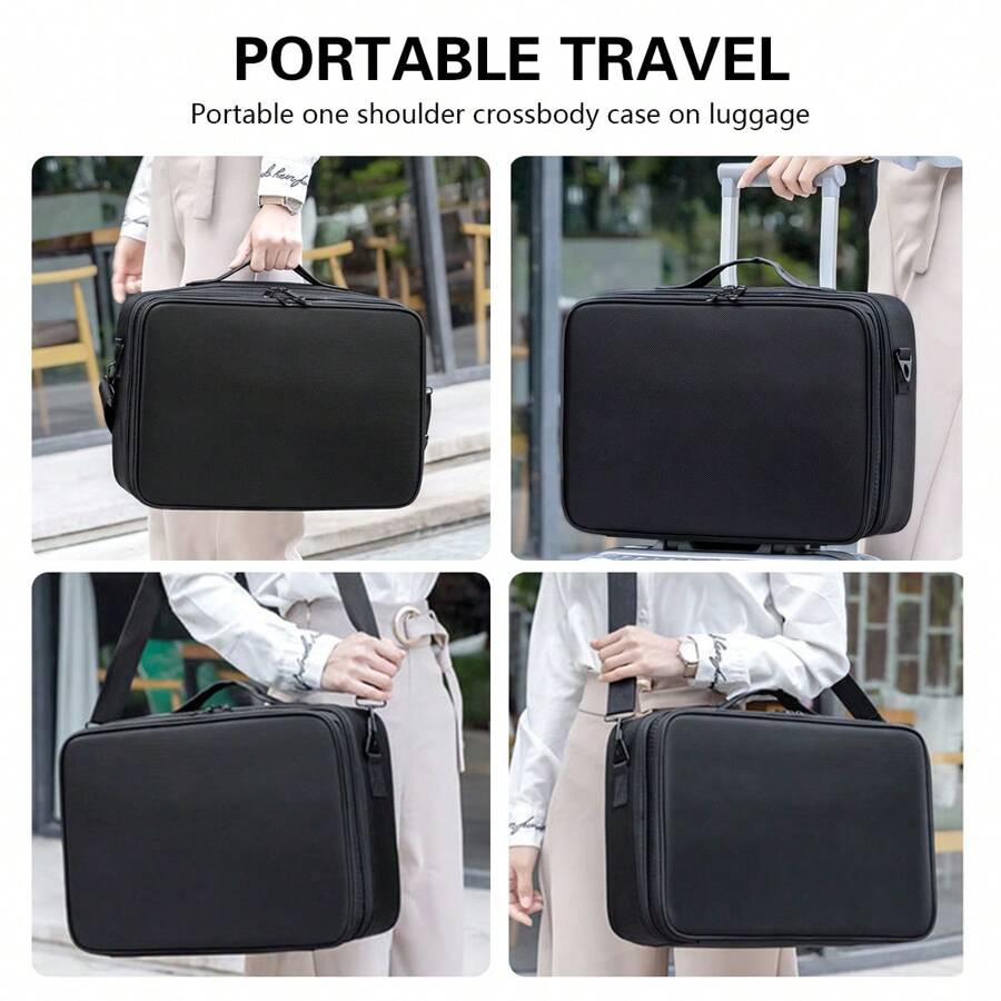 Professional Travel Makeup Organizer Portable Cosmetic Storage Beauty Bag 8438848225437-1