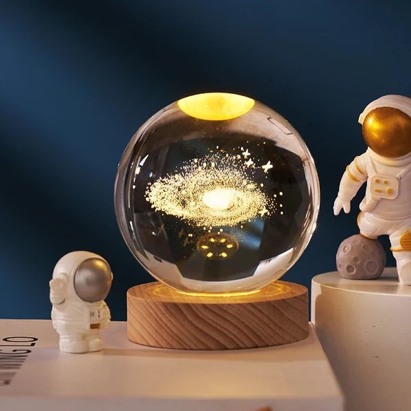 3D Solar System Crystal Ball With Optional LED Light Base 9739844026670-1
