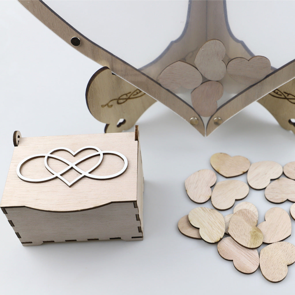 Wooden Heart Guest Book Wedding Frame Keepsake Memory Decoration 14952053539142-1