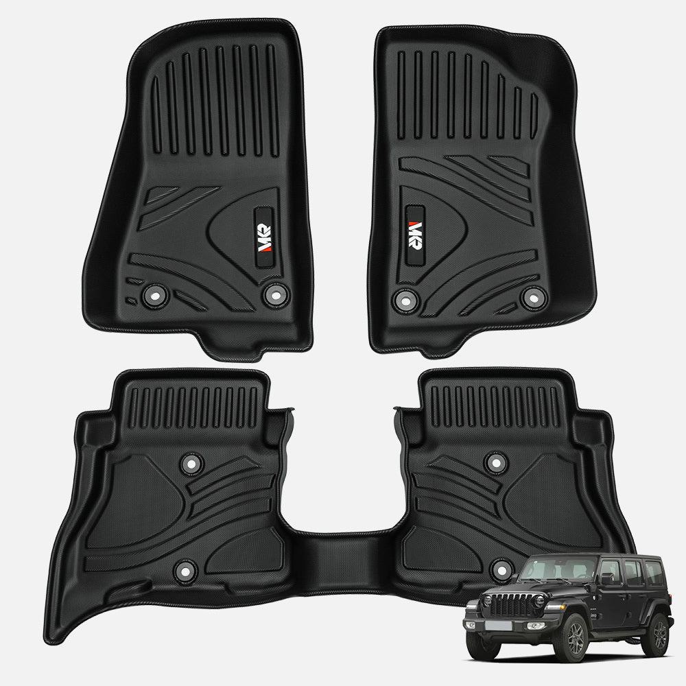 MKR Non-Slip Durable TPE ECO Car Floor Mat Compatible With Jeep Wrangler JL 4xe Not For 2 Door 3 PCS 8995462480092-1