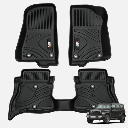 MKR Non-Slip Durable TPE ECO Car Floor Mat Compatible With Jeep Wrangler JL 4xe Not For 2 Door 3 PCS 8995462480092-1